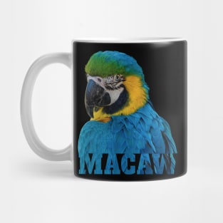 Beautiful Blue and Gold Macaw Parrot Image and Word Mug